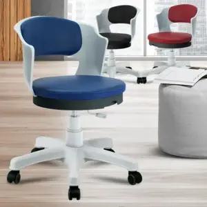 바퀴달린 허리 보조 등받이 미용 화이트편한원형의자