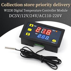 W3230 DC 12V 24V 110V 220V AC 디지털 온도 제어기 LED 디스플레이 조절기 보온 냉각 스위치 NTC 센서 탑