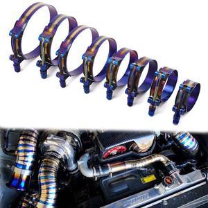 40mm 97mm 호스 클램프 키트 스테인레스 스틸 1 57 3 81 T 볼트 조정 가능한 파이프 고정 클립 범용 티타늄 블루