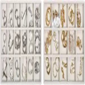 탈부착 가능한 칸막이가 있는 텝프판 스태커블 주얼리 정리함 트레이 귀걸이 목걸이 반지 및 팔찌용 2