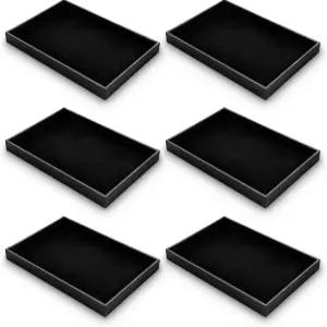 Kifmurase 6팩 벨벳 주얼리 트레이 서랍용 블랙 디스플레이 스택 가능한 정리함 팔찌 링 귀걸이 목걸이