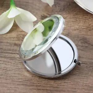 ( )미니거울 크리스탈 양면 손거울 화이트 2배확대 원형손거울 미니손거울