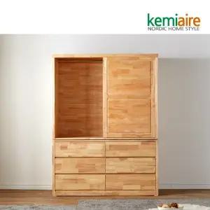 미소 고무나무원목 슬라이딩 하프서랍옷장 KTP-456