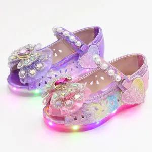왕관 진주 국산 아동 불빛 등원 선물 공주 키즈 토오픈 여름 여아 LED 구두