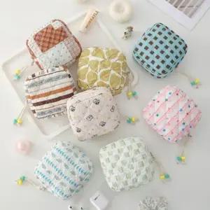 휴대용 패턴 소프트 파우치 생리 대파 미니 화장품 퀼팅 시크릿 패드 학생 생리네