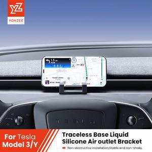 모델 3 Y 용 YZ 하 주니퍼 자동차 전화 홀더 에어 벤트 클립 모바일 휴대 스탠드 액체 실리콘 공기 배출구