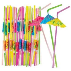 칵테일 빨대 500개 장식 장식용 일회용 요술 음료 파티 컬러 세트