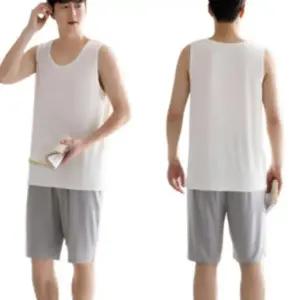 남성 여름 홈웨어 냉감 쿨링 민소매 반바지 잠옷 세트