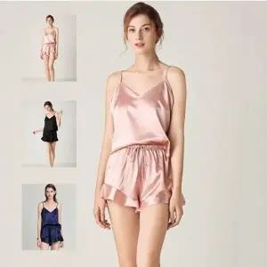 파자마 반바지 세트 편안한 홈웨어 여성 여름 민소매