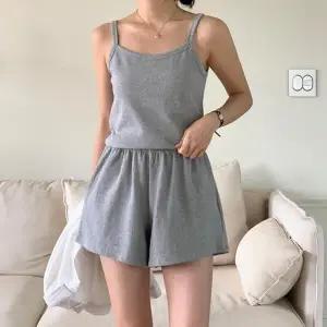 [옷자락]여자 펀칭 나시 탑 밴딩 반바지 세트