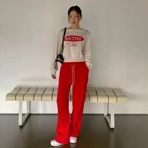 [옷자락]여자 빈티지 레트로 맨투맨 밴딩 팬츠 세트