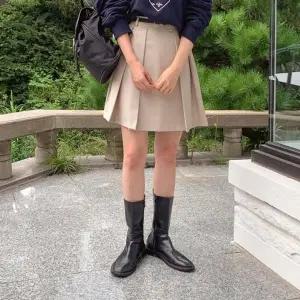 [옷자락]여자 모던 플리츠 미니 스커트 벨트 세트