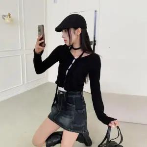 [옷자락]여자 브이넥 테리 크롭 머플러 두줄나시 세트