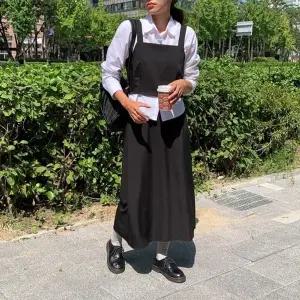 [옷자락]여자 캐쥬얼 크롭 나시 뷔스티에 롱스커트 세트