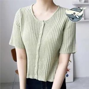 여름 골지 니트 반팔 가디건 시원한 크롭 롱 여성 숏 여름 가디건 용 그물 카디건 썸머 얇은