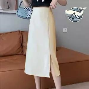 봄여름 앞트임 언발란스 허리밴딩 슬림 스커트 머메이드 치마 플 여성 플레어 롱 스커트 여름