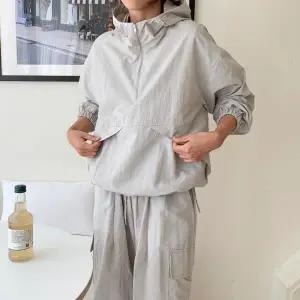 [아트박스]/옷자락 여자 절개 포켓 후드 윈드브레이커