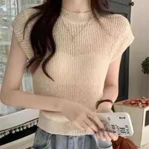 브이넥반팔니트 여성여름반팔니트 룩 니트 여름반팔니트 니트티셔츠니트탑 여자