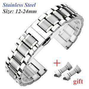 곡선 엔드 팔찌 금속 용 스테인레스 스틸 시계 스트랩 12 13 14 15 16 17 19 21 23 18mm 20mm 22mm 24mm 밴드