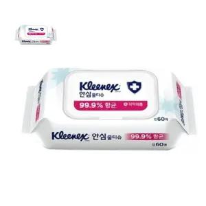 물티슈 유한킴벌리)크리넥스안심물티슈(캡형/60매)