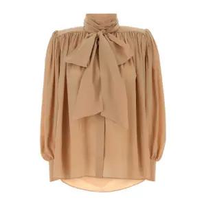 하이넥 보우 크레이프 블라우스 CHC25WHT05005 285