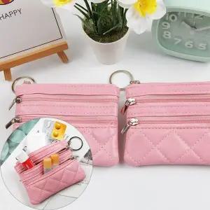 [하프클럽/]여행 3포켓 휴대용 소품 보관 동전 주머니 핑크1P