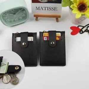 [하프클럽/]3포켓 휴대용 똑딱이 지퍼 카드 신분증 지갑(블랙)1P