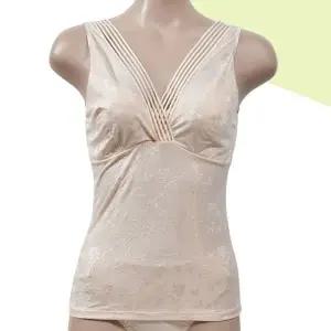 [하프클럽/]드러운 모노사 플라워패턴 브이라인 노몰드 브라런닝