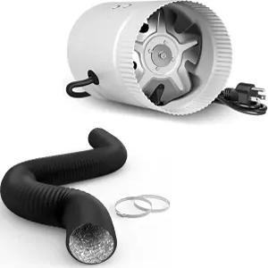 HVAC 배기 환기 다락방 지하실 욕실 및 주방을 위한 iPower 인라인 부스터 덕트 팬 4인치 저소음 유연한