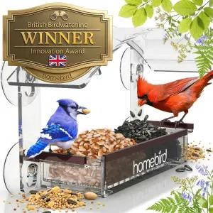 강력한 흡입 컵이 있는 창문 새 모이통 - 업그레이드된 2026 모델 고양이 새집 선물용 투명 아크릴