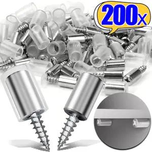 200x 셀프 태핑 나사 캐비닛 선반 브래킷 고무 슬리브가 있는 라미네이트 지지대 미끄럼 방지 레이어 유리