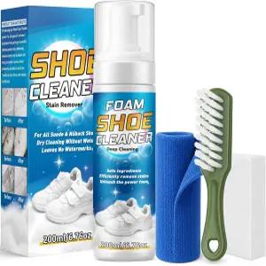 예르다라 신발 클리너 키트 브러시 타월이 포함된 6.76온스 화이트 스니커즈 가죽 캔버스 니트용 클리닝 폼