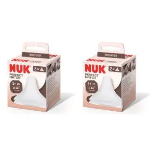 누크 아기 수유 젖병 교체 젖꼭지 M 완분 2개입 X2 BNS