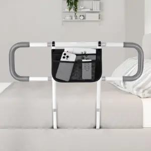 노인 안전을 위한 침대 레일 - 연장 보조 조절 가능한 측면 손잡이 수납 가방 및 고정 스트랩이 있는 바