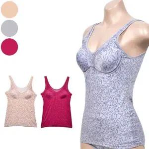 [하프클럽/]은은한 나뭇잎 나염 노와이어 몰드 브라런닝