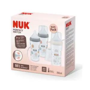 누크 아기 젖병 트리플팩 젖꼭지 M 선물 세트 260ml BNS
