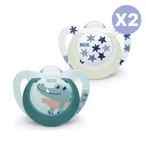 누크 유아 노리개젖꼭지 쪽쪽이 야광 S3 청록 2개입X2 BNS