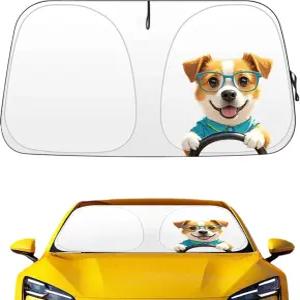 윈드실드 선쉐이드 재미있는 강아지 접이식 자동차 전면 창문 커버 범용 트럭 SUV를 위한 태양열 자외선