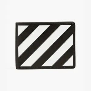 MUST IT_Off-White 바인더 다이애그 스트라이프 프린트 레더 반지갑 Black OMNC039S22LEA0011001