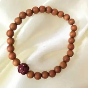 [하프클럽/]패션염주팔찌 복숭아나무 연꽃 조각 염주 팔찌 6mm