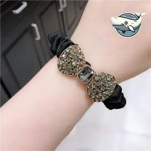 예쁜 큐빅 리본 머리 끈 스크런치 곱창 밴드