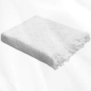 카우즈빈 102 x 71인치 초대형 야외 화이트 피크닉 담요 보헤미아 오버사이즈 비치 프린지 머신 세척 가능