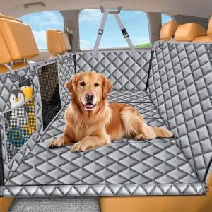 반려견용 URPOWER 뒷좌석 익스텐더 - 하드 바텀 카시트 커버 자동차 및 SUV용 해먹 메시 창 측면 플랩이
