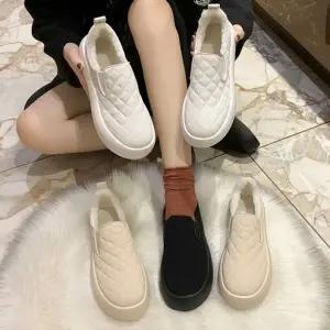 CCS7F0D여성용 따뜻한 안감 퀼팅 슬립온 겨울 가을용