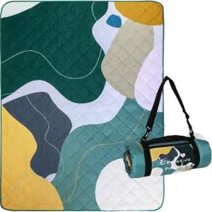 익스클루시보 메즐라 방수 피크닉 담요 60x80 인치 대형 멀티 컬러 플로럴 폴리에스터 샌드프루프 모던