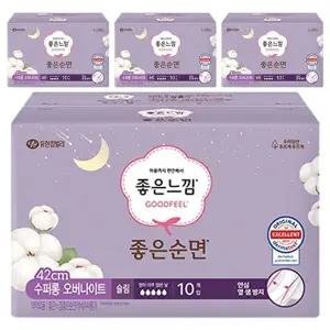 [유한킴벌리]좋은느낌 좋은순면 42cm 수퍼롱오버나이트 10입 x 4팩