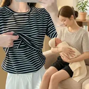 수디바 캡내장 수유복 여름 반팔 수유티 모유 수유 잠옷 외출 티셔츠