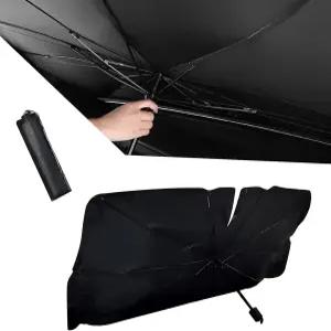 플라이건 1 PC 자동차 앞유리 선쉐이드 55인치 x 31인치 개방형 10개 뼈 오목 방지 우산 프레임 접이식