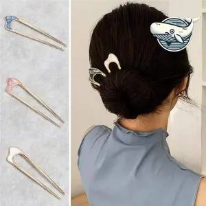 우아한 투톤 골드 비녀 헤어 액세서리 소녀