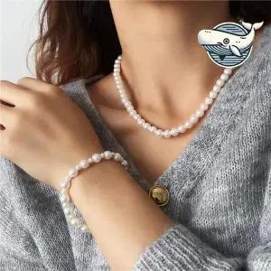 우아한 아크릴 펄 목걸이와 팔찌 스타일링